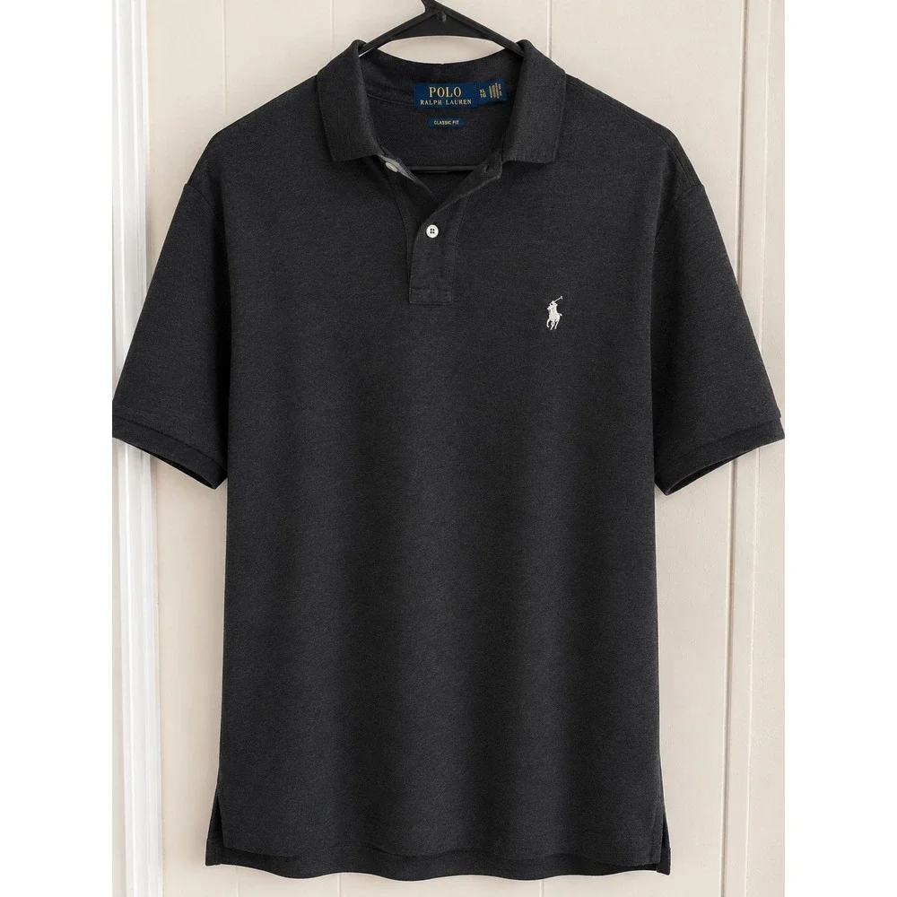 Polo Ralph Lauren Mens Classic Fit Polo Shirt Charcoal Heather Grey XL Short Slv